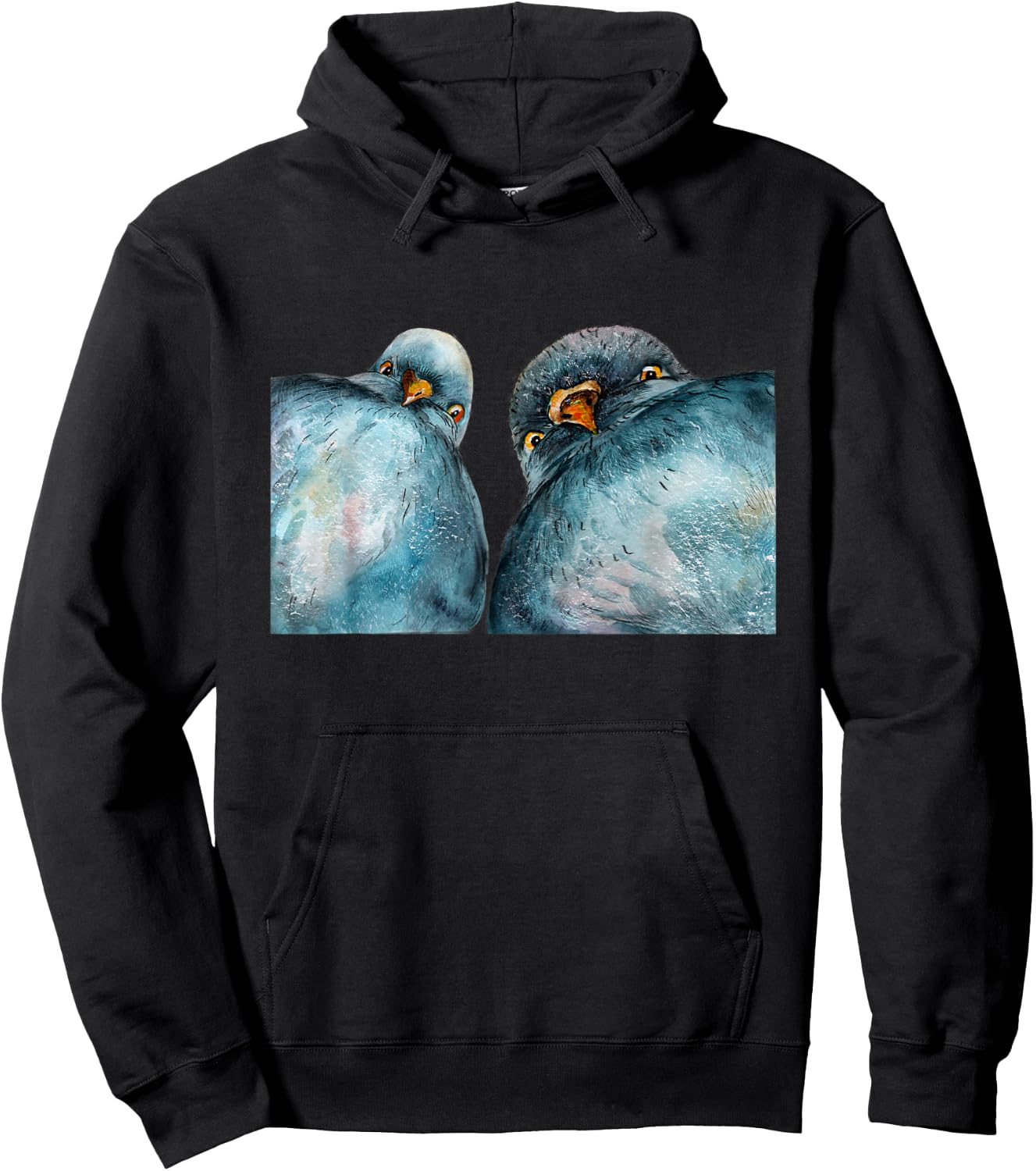 Lustige Taubenpaar Selfie Tauben Malerei Hoodie - Hoodie | Black