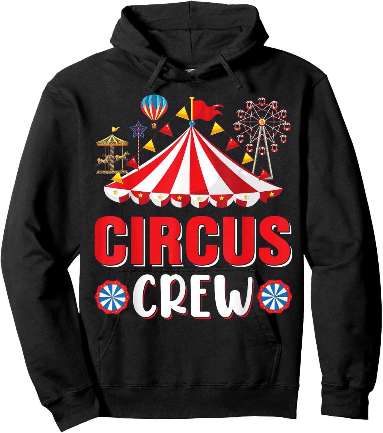Circus Crew Zirkus-Mitarbeiter-Kostüm, Zirkus-Mottoparty (Schwarz, S) Hoodie - Hoodie | Black