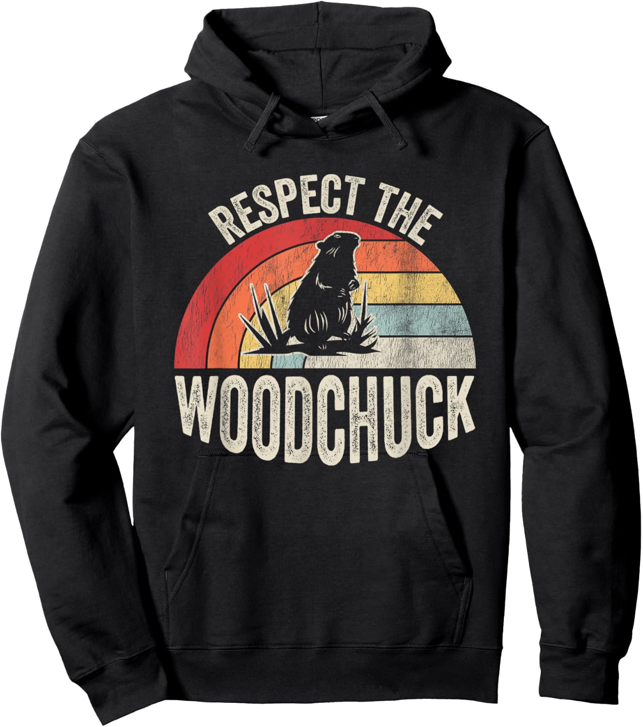 Respect The Woodchuck Retro Wildlife Humor Hoodie - Hoodie | Black