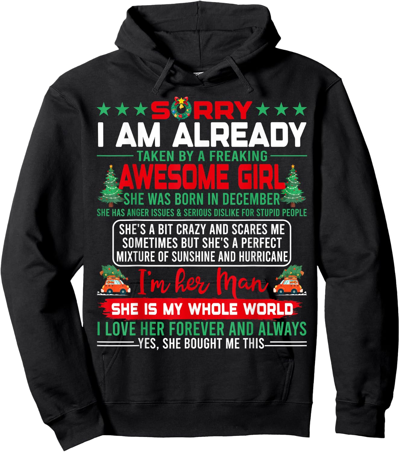 Sorry I'm Already Taken By Awesome December Queen Christmas Hoodie - Hoodie | Black