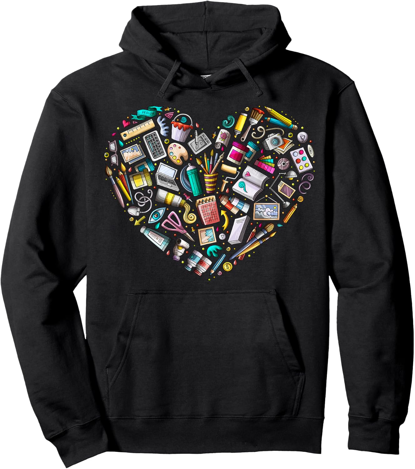 Heart Shape Art Teacher And Painting, Sketching Artist Hoodie - Hoodie | Black