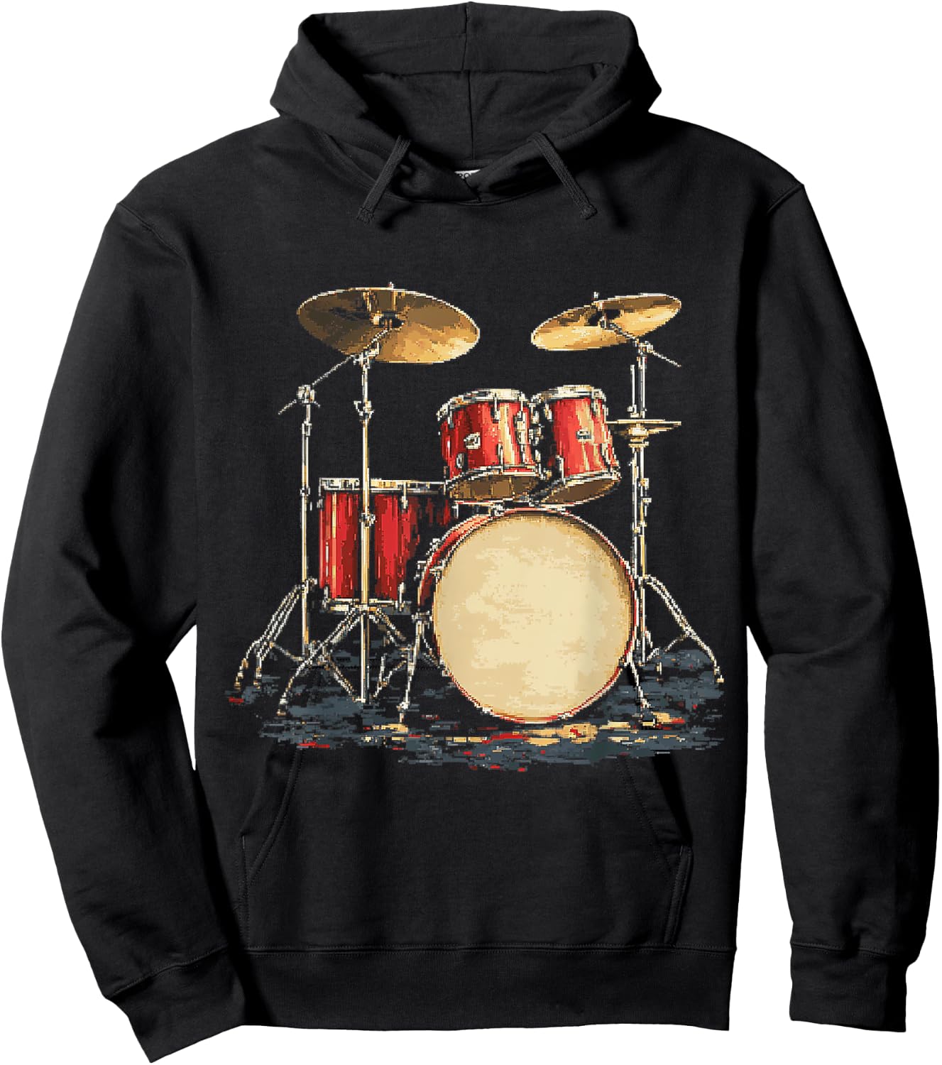 Musical Instrument Drum Set , Black, S Hoodie - Hoodie | Black