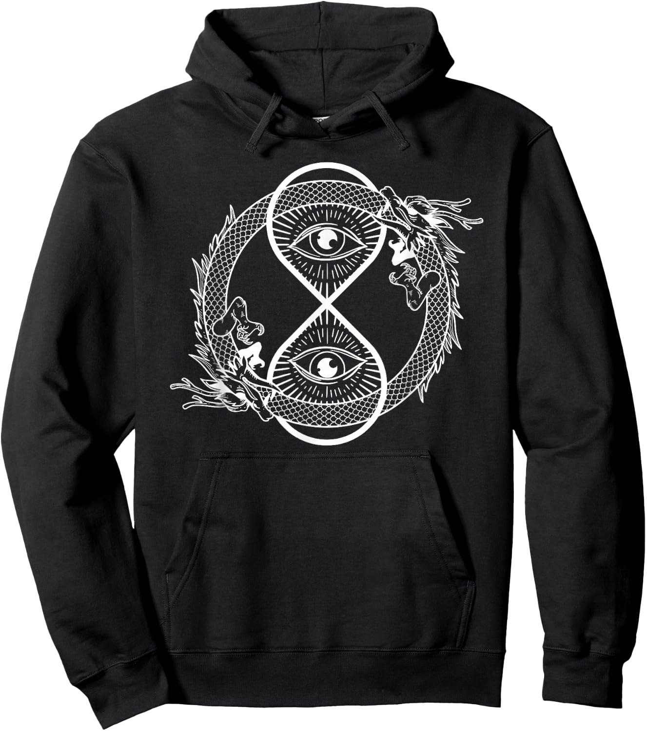 Ouroboros with hourglass Snake Symbol Infinity Eye Dragon Hoodie - Hoodie | Black