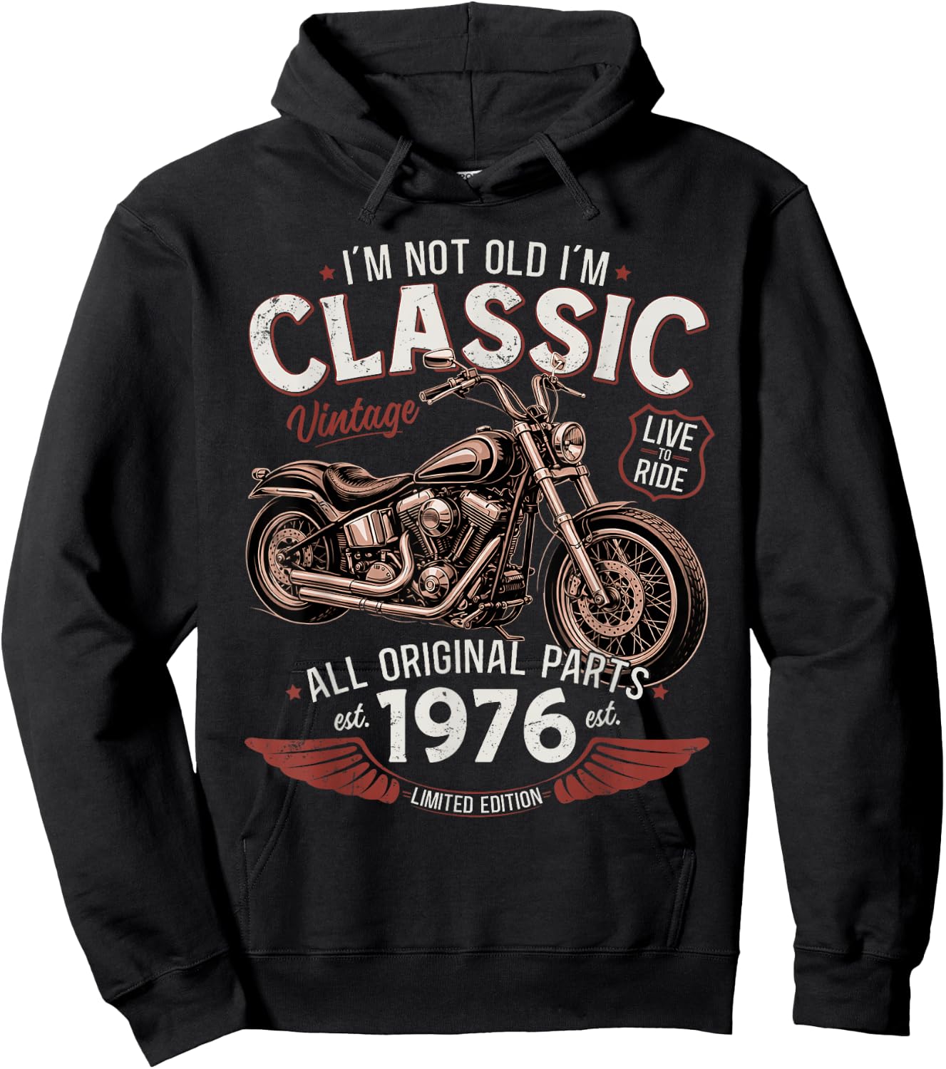 50. Geburtstag Mann Geschenk Motorrad Motorradfahrer 1976 Hoodie - Hoodie | Black