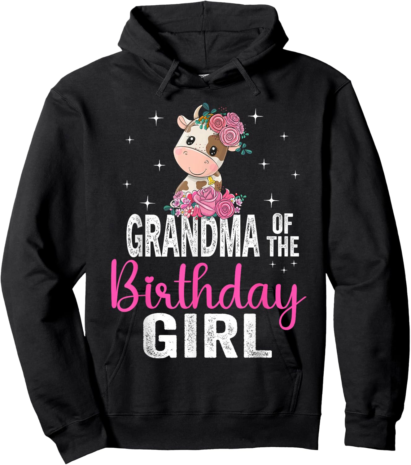 Grandma Of The Birthday Girl Cow 1St Grandma Birthday Girl Hoodie - Hoodie | Black