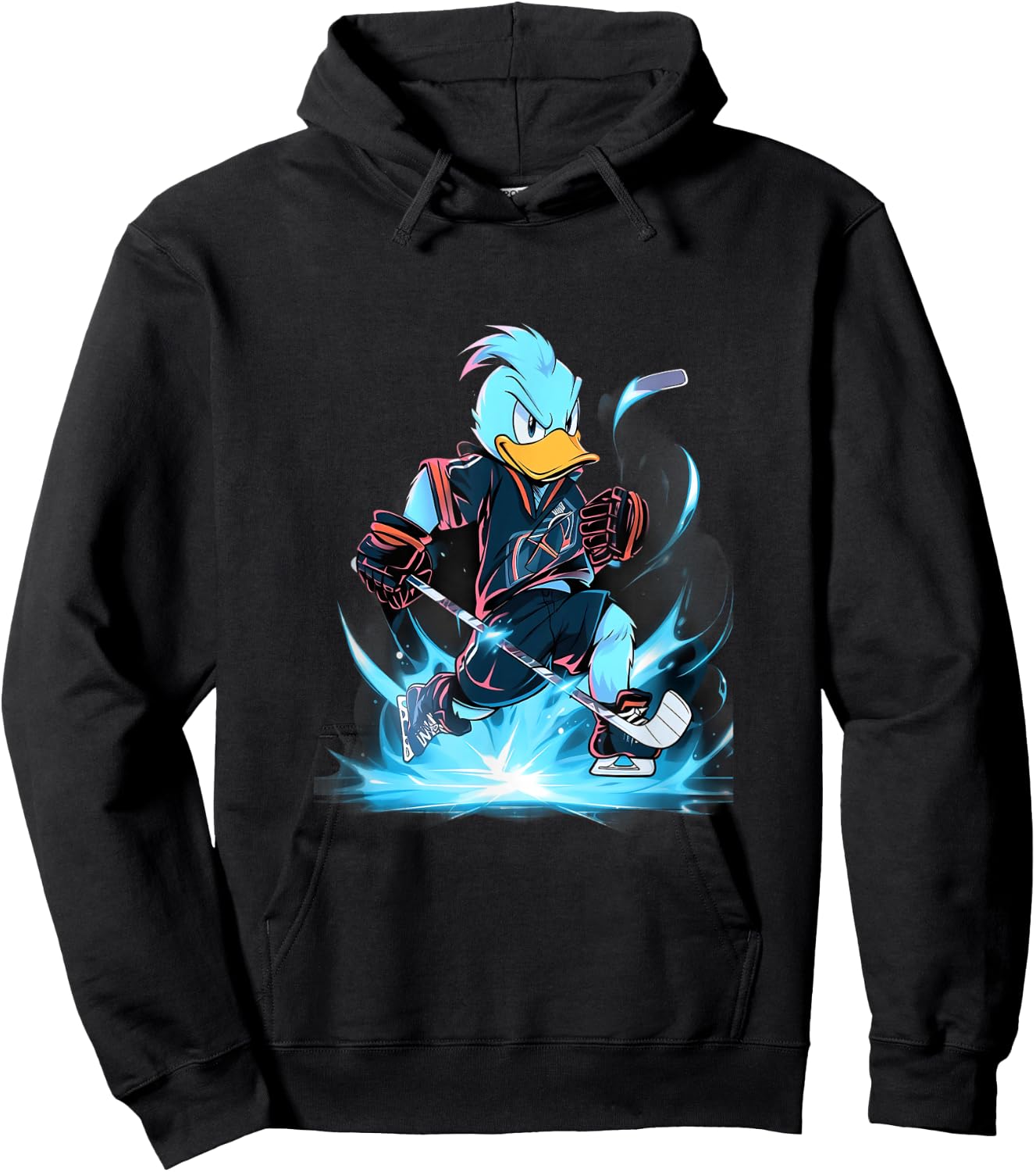 Duck Ice Hockey Player Hockey Stick Goalkeeper Hoodie - Hoodie | Black