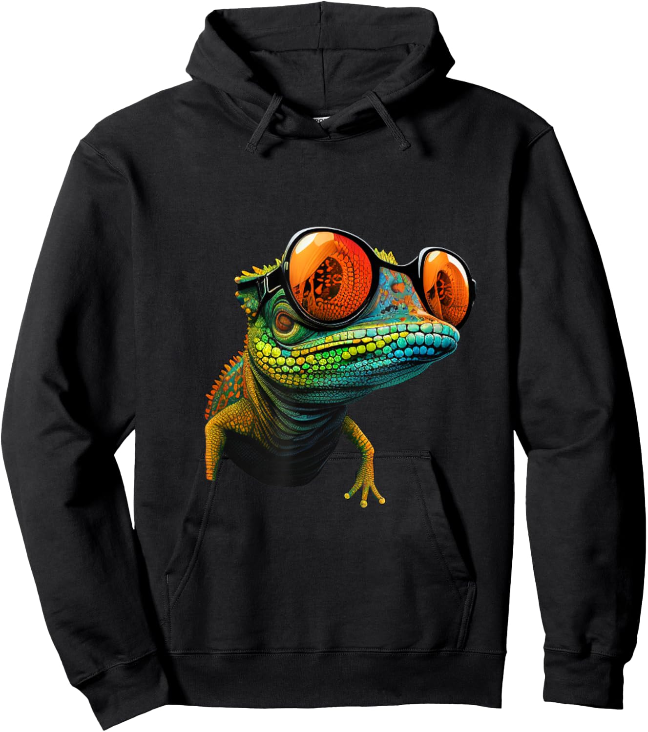 Funny smart looking Lizard with Glasses Hoodie - Hoodie | Black