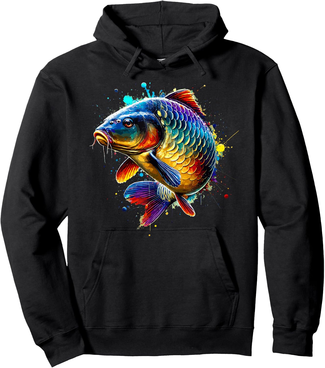 Colorful Splash Art Fishing Carp Fisherman Carps Hoodie - Hoodie | Black