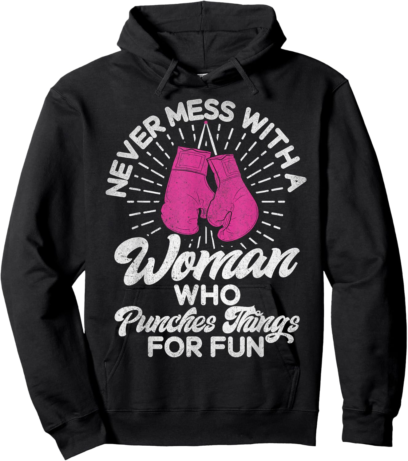 Never mess with a woman who beats things for fun boxing Hoodie - Hoodie | Black