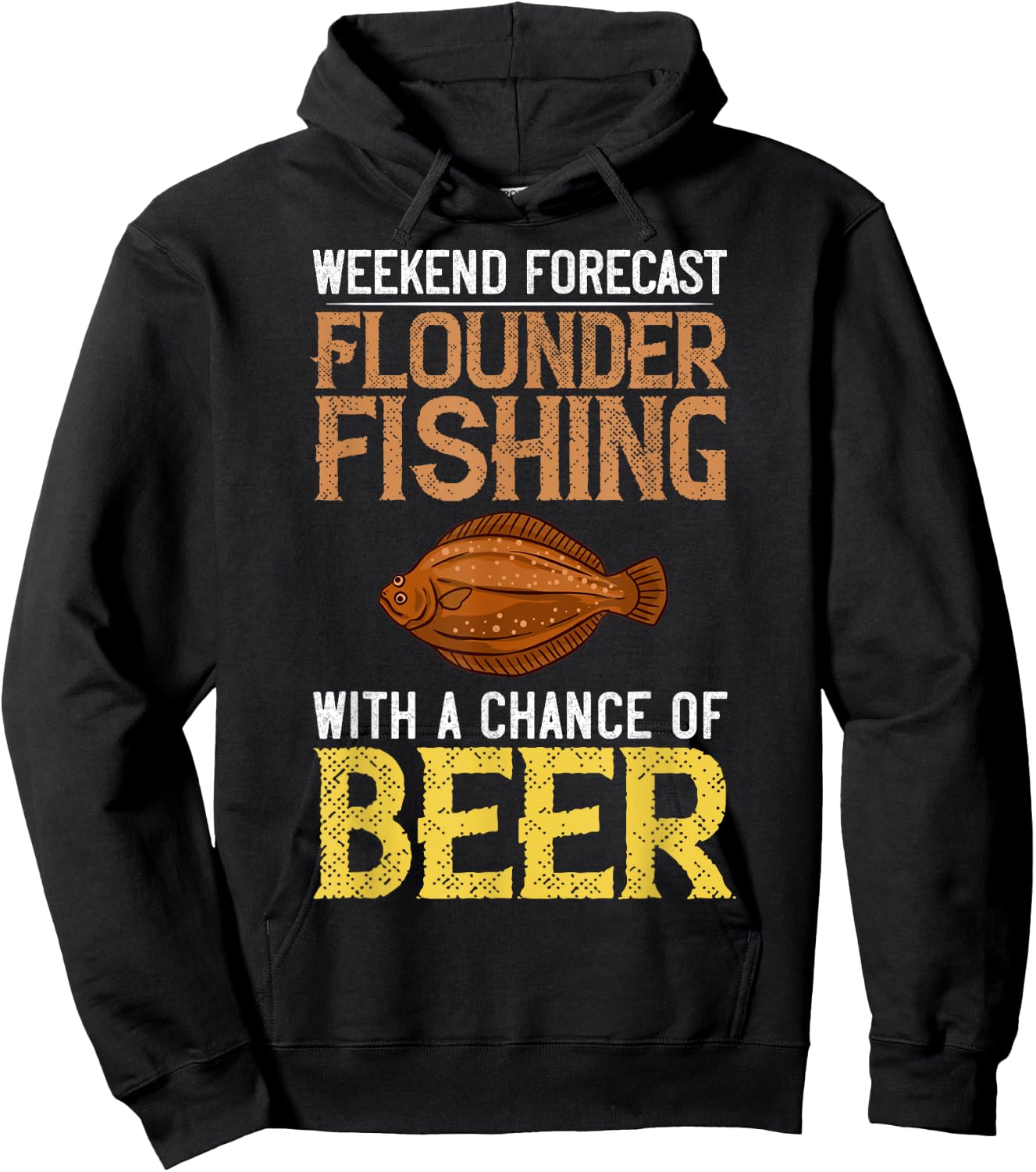 Flounder Fish Funny Animals Flatfish Fishing Hoodie - Hoodie | Black
