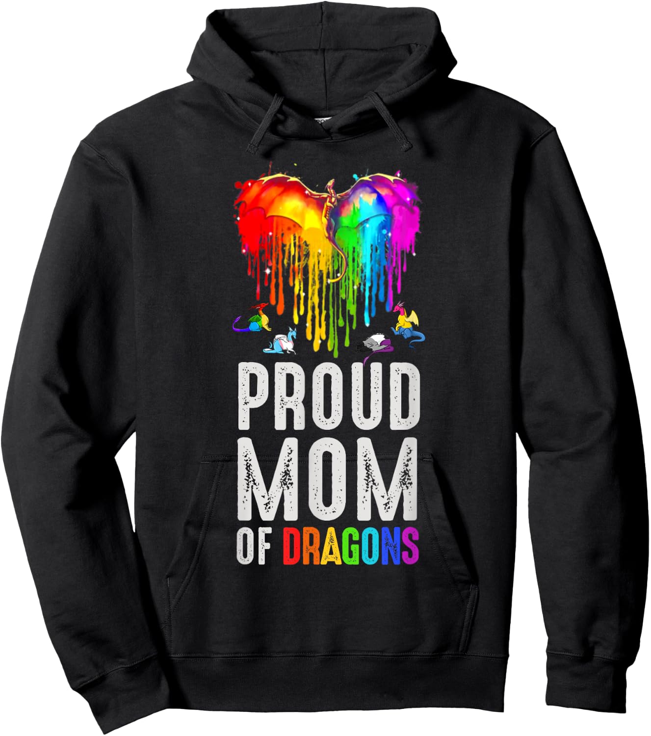 Funny Proud Moms Of Dragons LGBT Gifts For Mom Pride LGBTQ Hoodie - Hoodie | Black