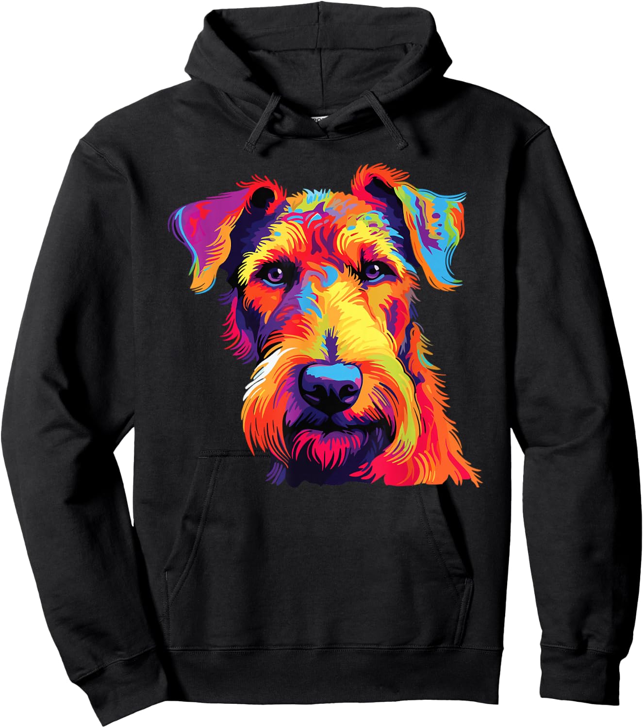 Watercolor Colorful Airedale Terrier Dog Hoodie - Hoodie | Black