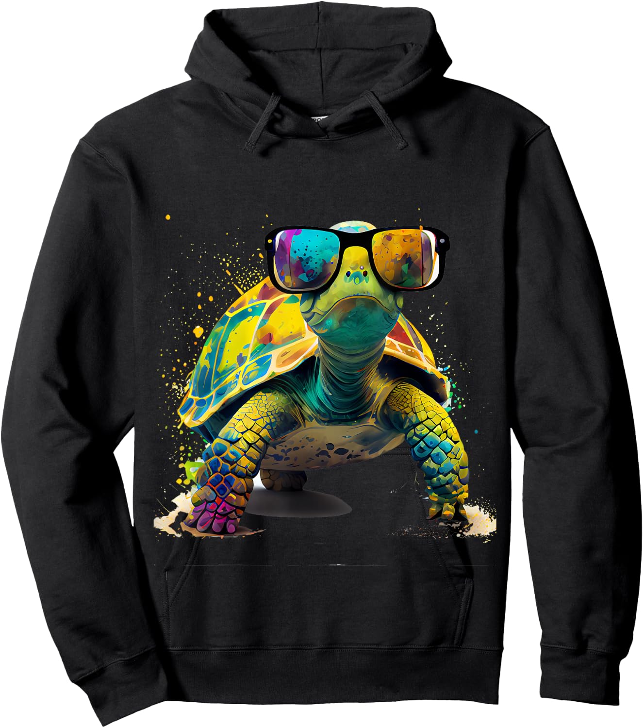 Tortoise with Sunglasses , black Hoodie - Hoodie | Black