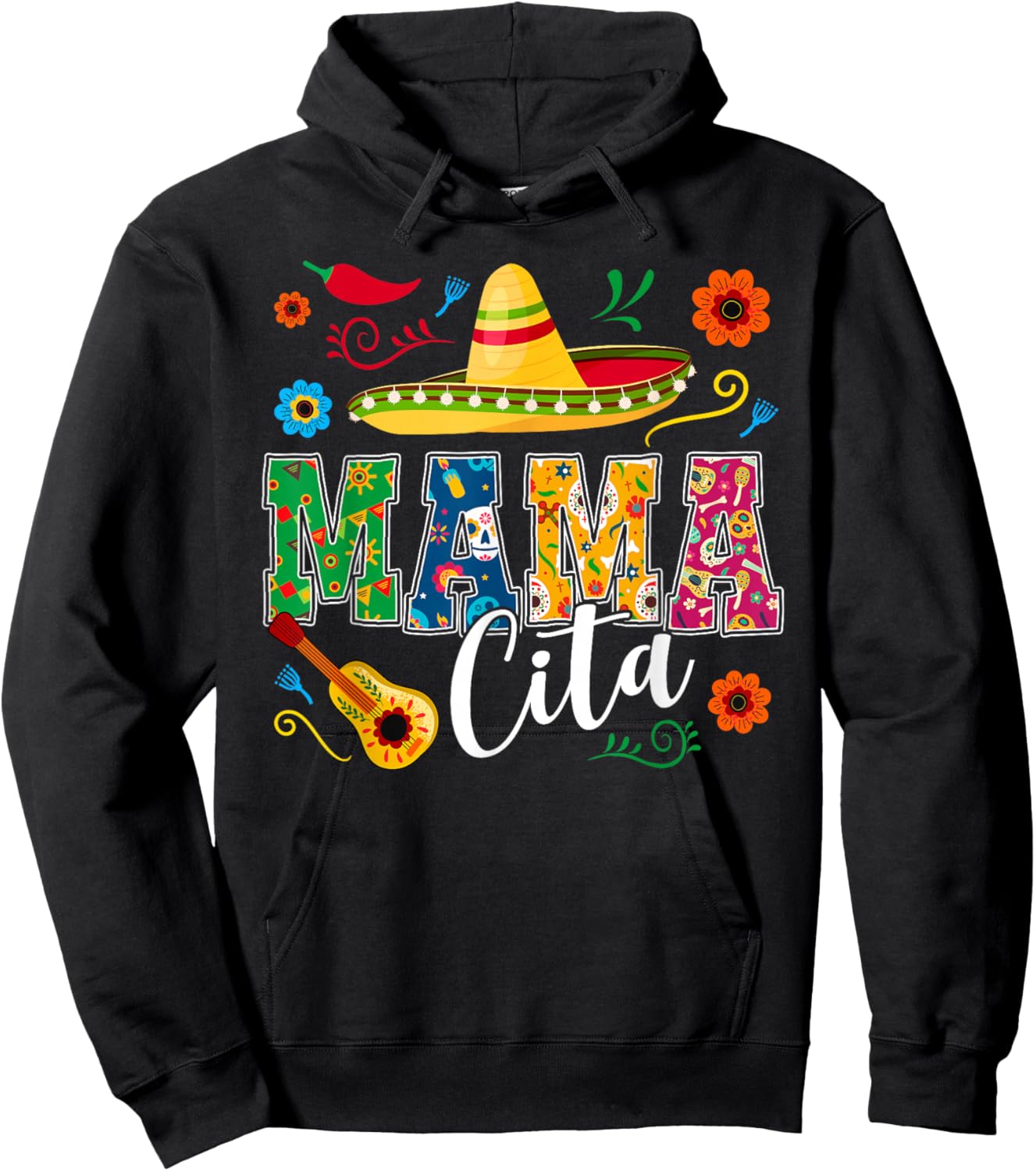 Cinco De Mayo Mamacita Flower Mama Cita Mexican Hoodie - Hoodie | Black