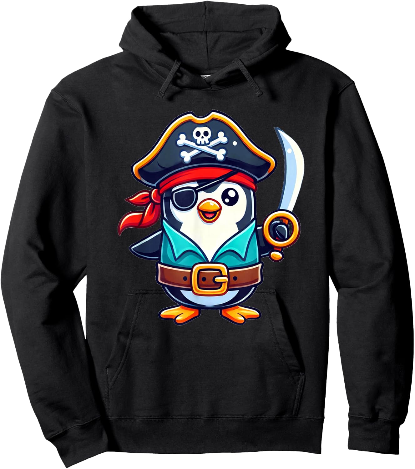 Penguin Halloween Pirate Kids Women Men Penguin Hoodie - Hoodie | Black