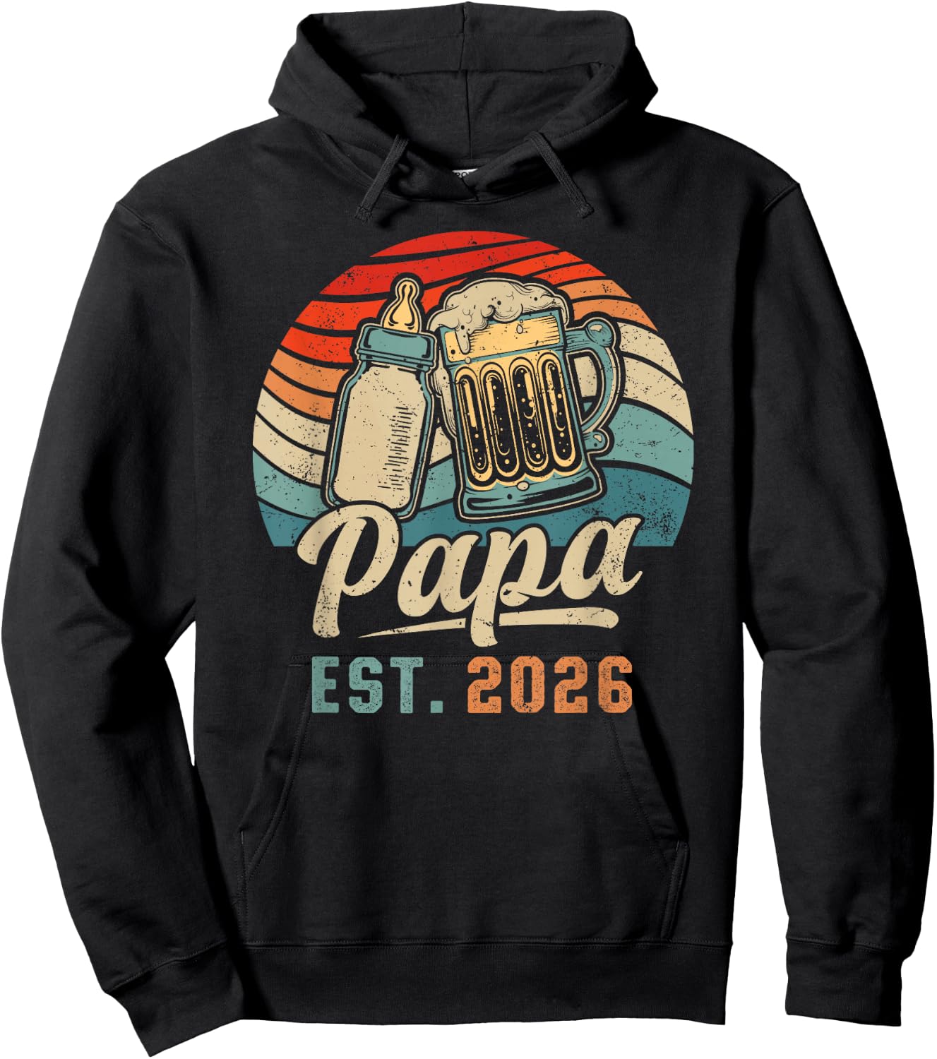 Papa Est. 2026, Erster Vatertag, Frischgebackener Vater Hoodie - Hoodie | Black