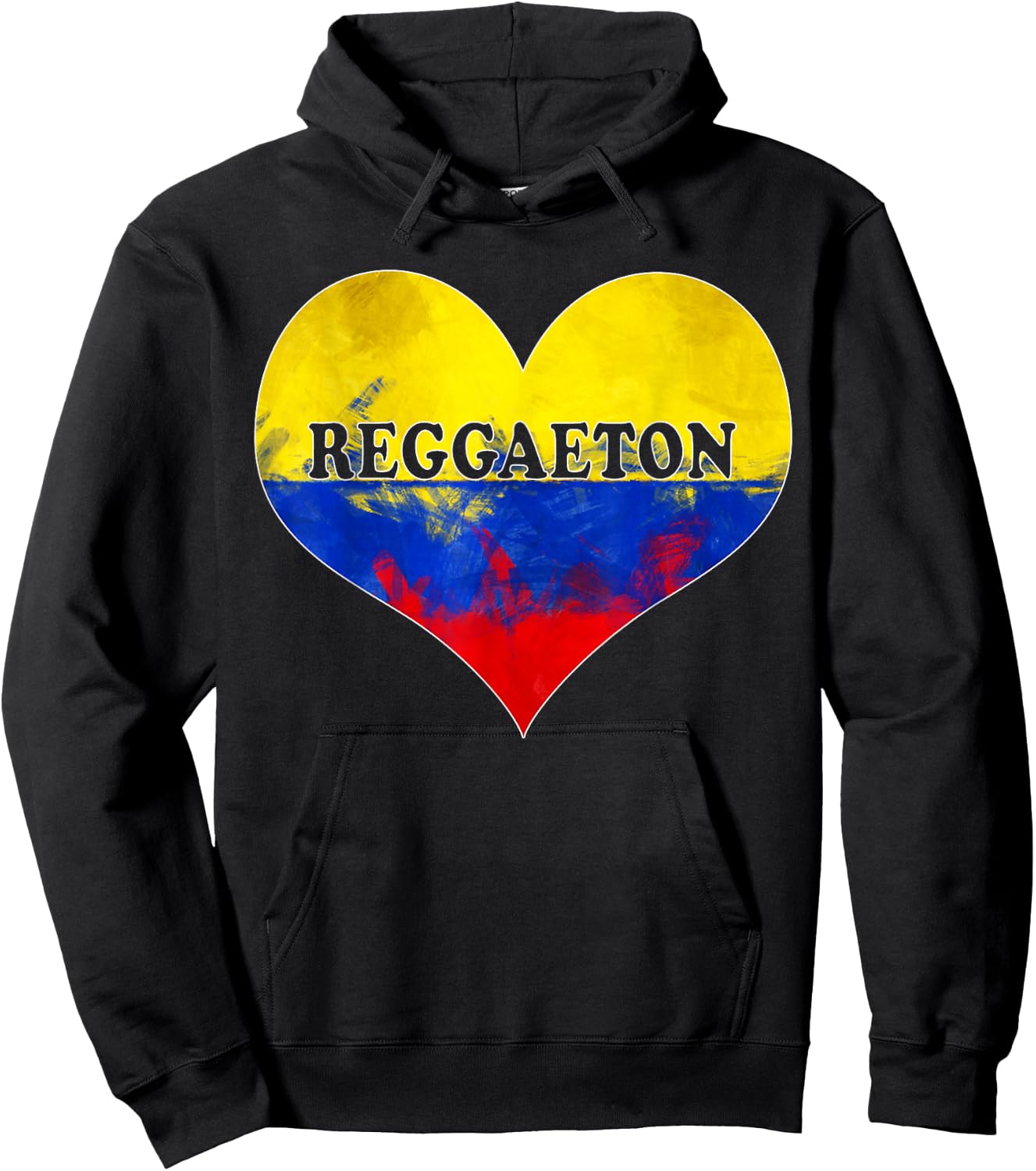 Reggaeton Shirt with Heart Colombian Flag I Love Reggaeton Hoodie - Hoodie | Black