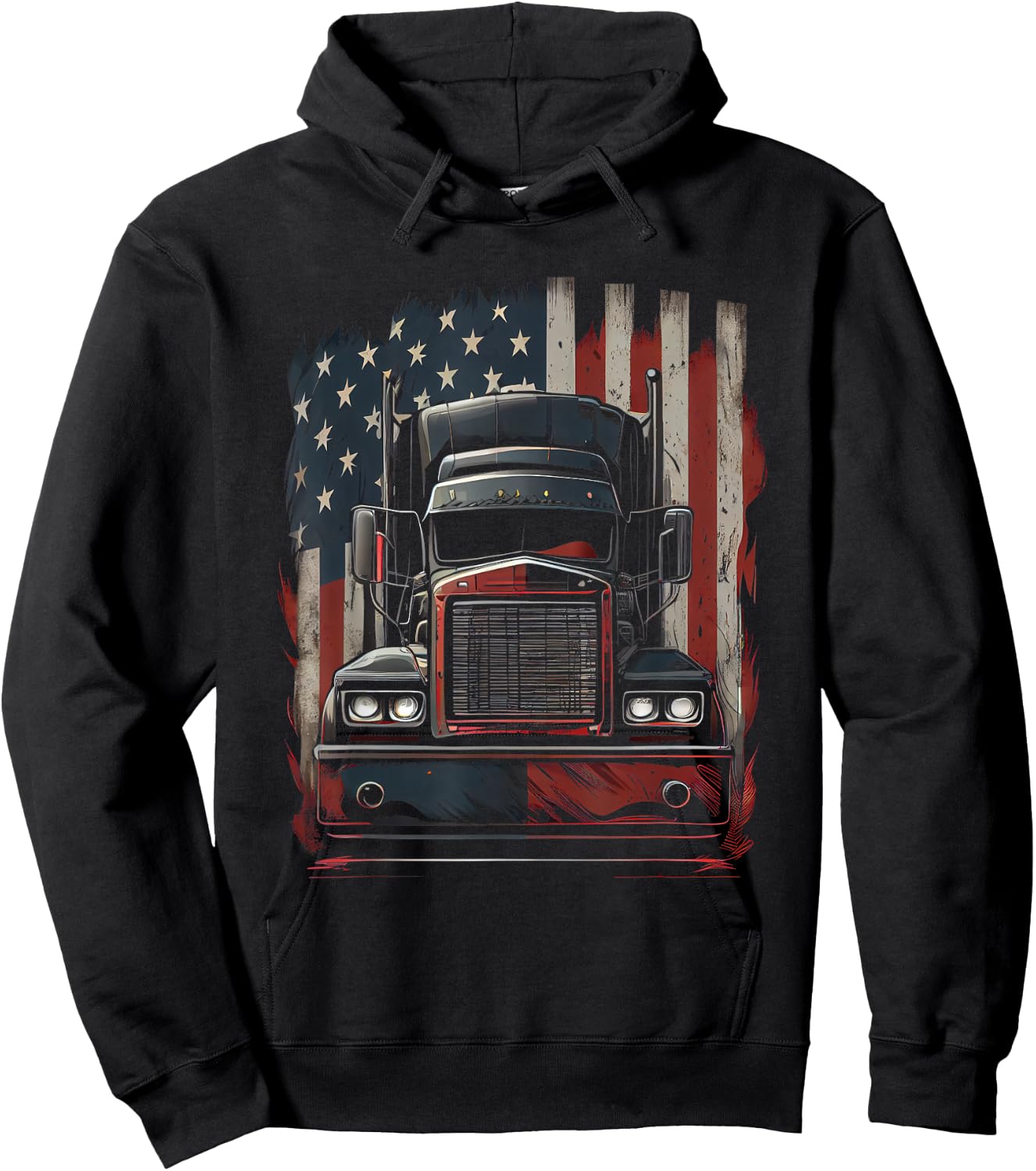 US amerikanische Flagge Trucker Lkw-Fahrer Geschenk Hoodie - Hoodie | Black