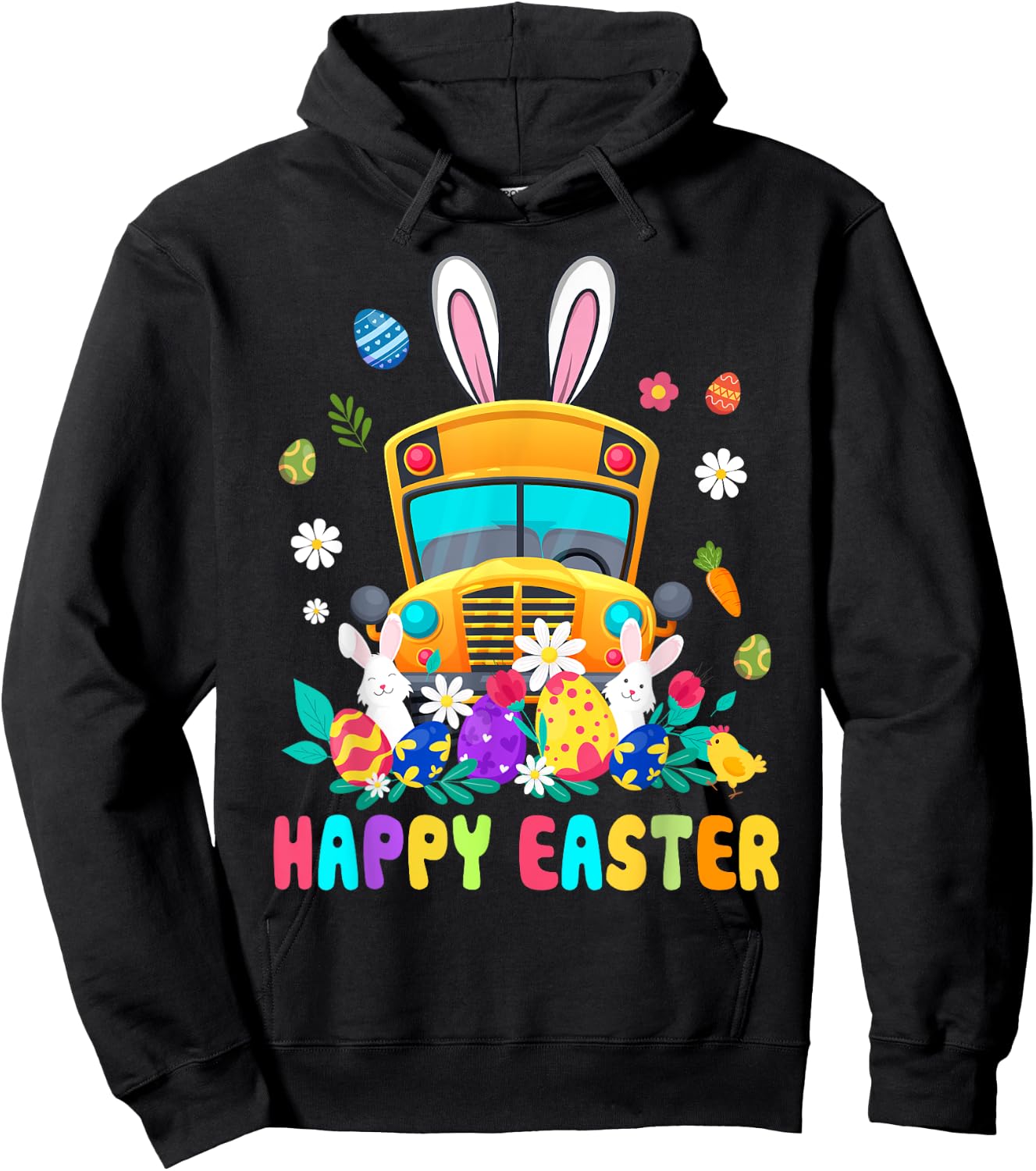 Cute Every Bunny's Favorite School Bus Driver Happy Easter Hoodie - Hoodie | Black