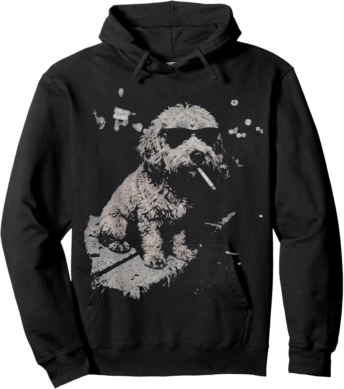 Dog Smoking Cigarette Funny Goldendoodle Meme Hoodie - Hoodie | Black