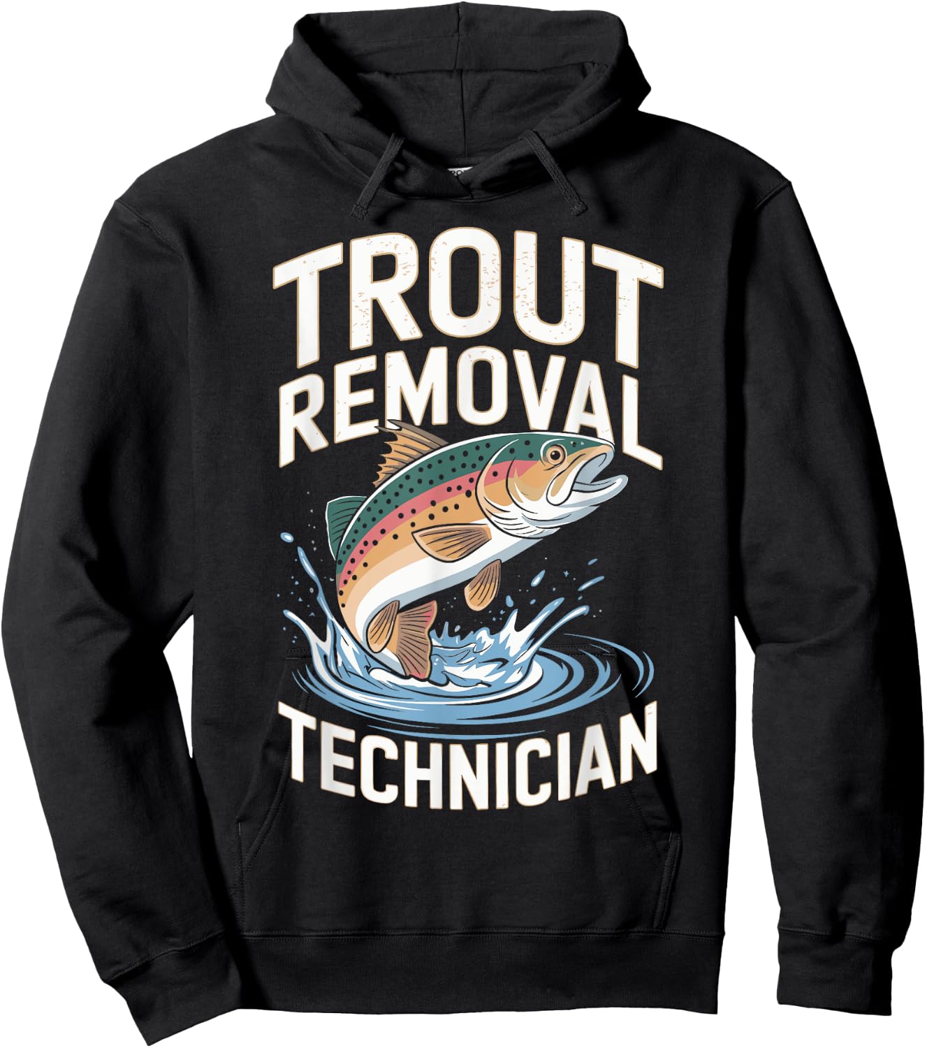 Funny Fisherman Trout Fly Fishing Father's Day JM -Adults Black Small Modern Classic Short Sleeve Hoodie - Hoodie | Black