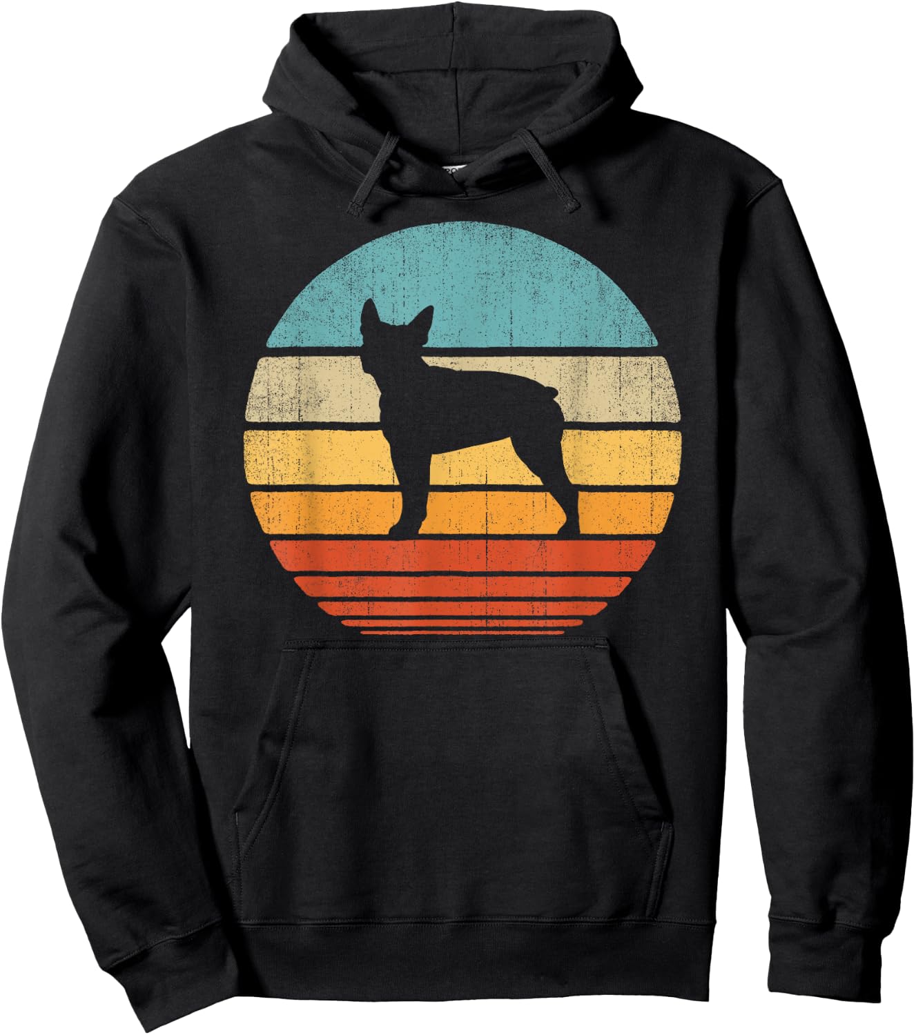 Boston Terrier Retro Vintage 60s 70s Sunset Dog Lovers Men Hoodie - Hoodie | Black