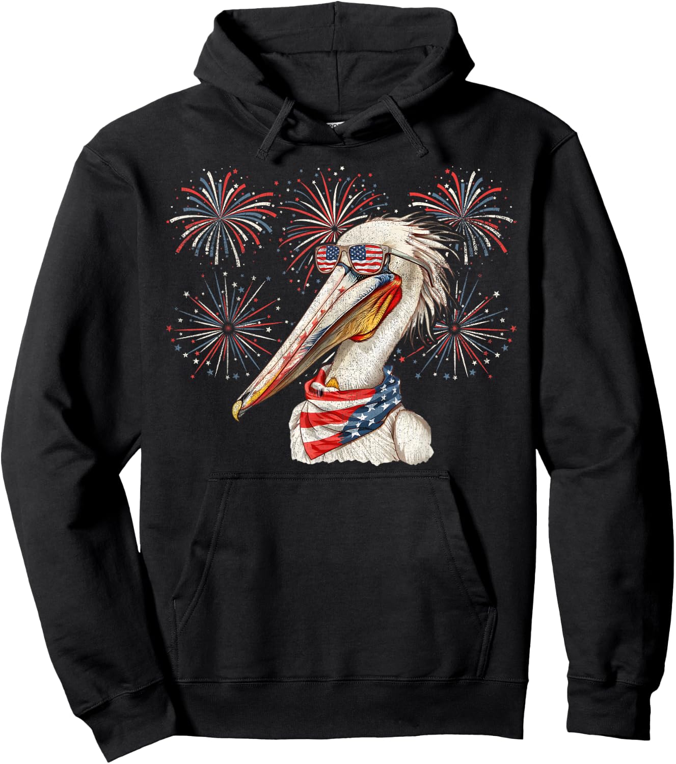 Pelican 4th Of July Sunglasses American Flag Fireworks Hoodie - Hoodie | Black