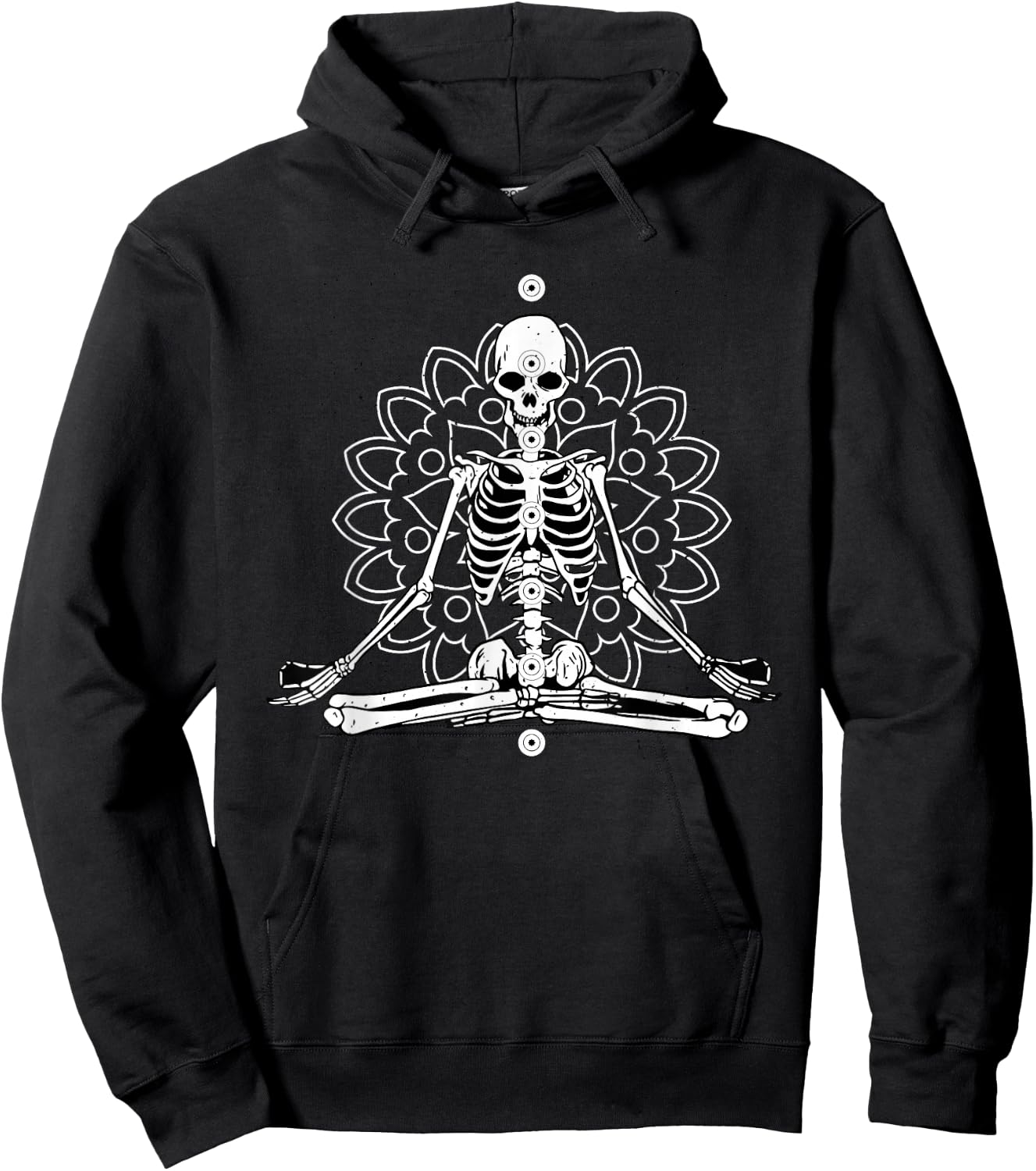 Skeleton Meditation Mandala Halloween Yoga Spiritual Gift Hoodie - Hoodie | Black
