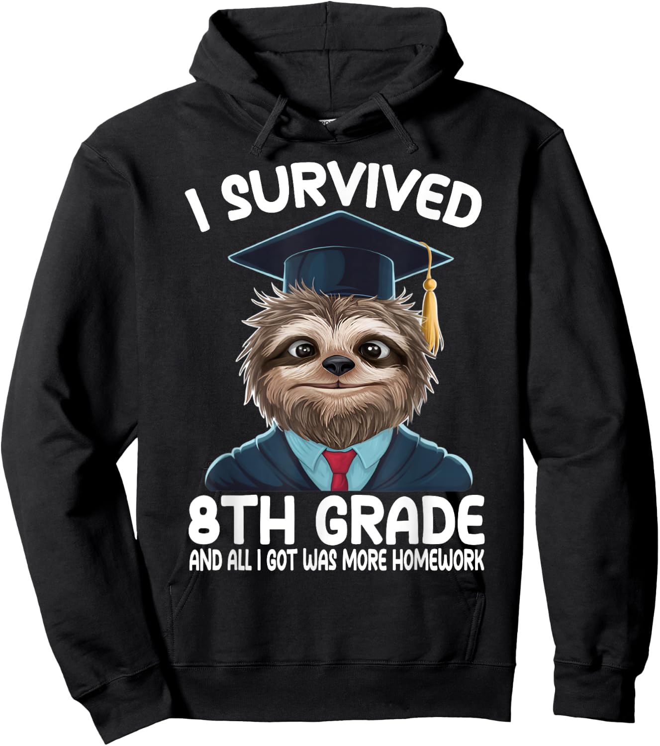 8th Grade Graduation Sloth Hoodie - Hoodie | Black