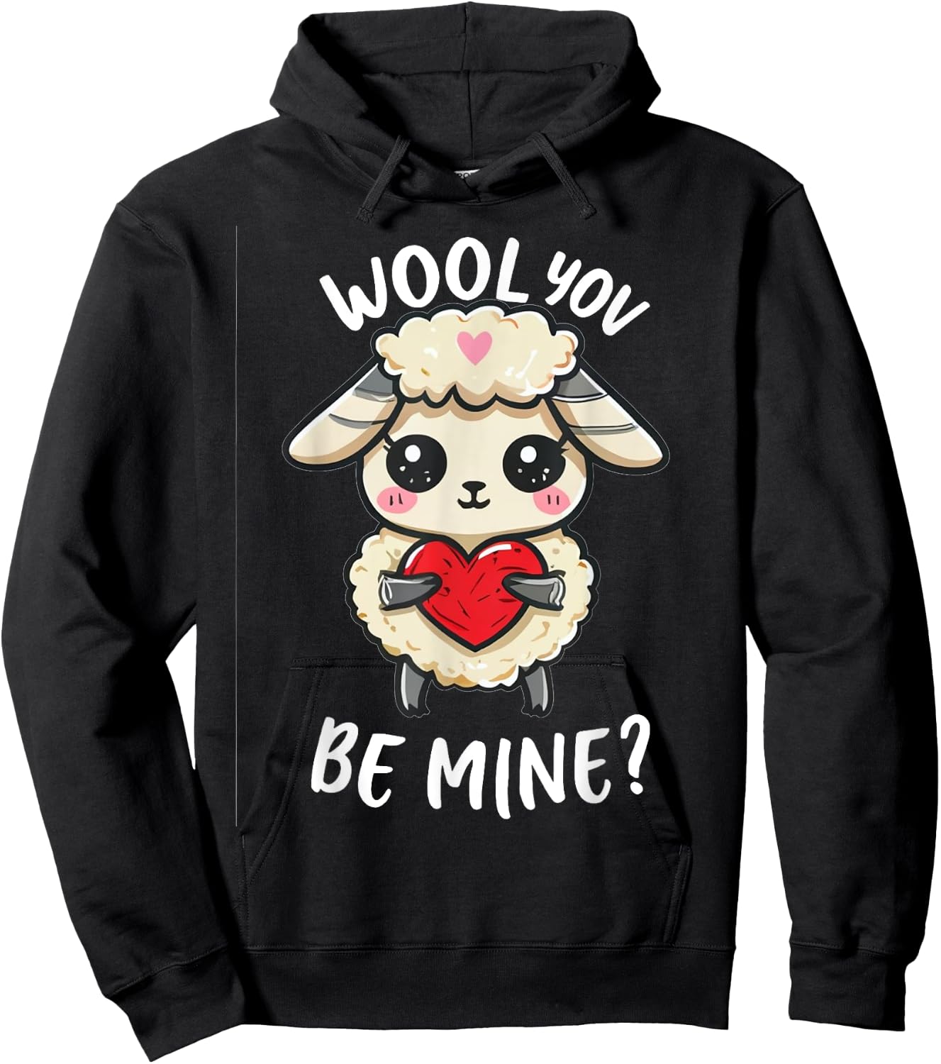 Wool you be mine sweet sheep, little sheep, you want, white Hoodie - Hoodie | Black