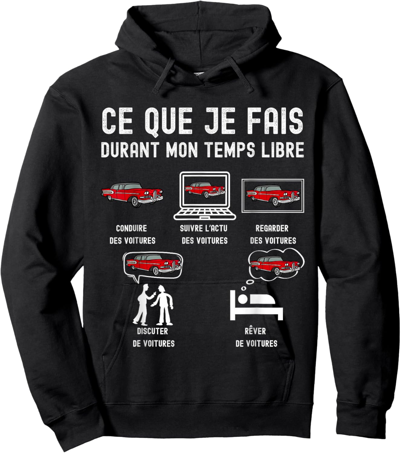 J'peux Pas J'Ai Car Man Passion Car Humour Gift Hoodie - Hoodie | Black