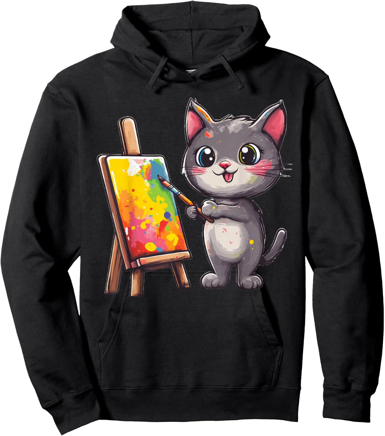 Cat Kitten Painting Art Artist Hoodie - Hoodie | Black