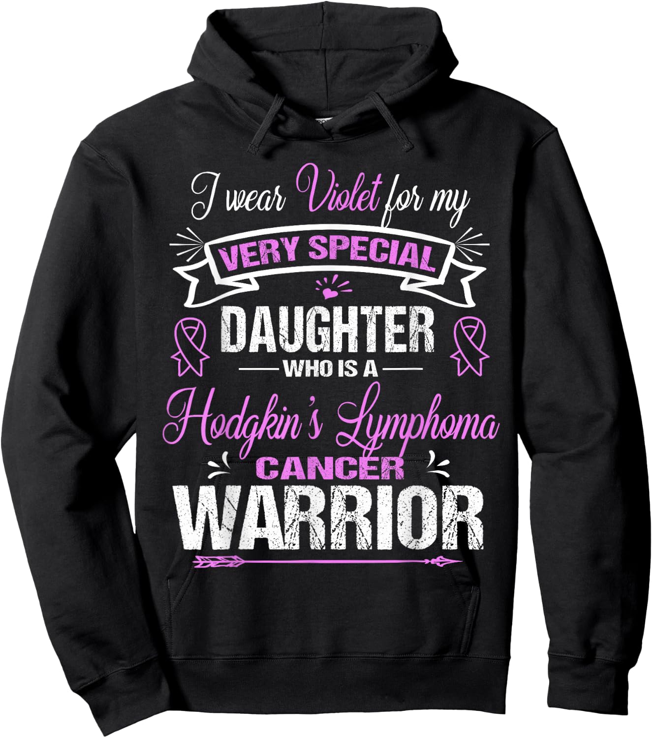 Hodgkin's Lymphoma Cancer : I Wear Violet For My Daughter Hoodie - Hoodie | Black
