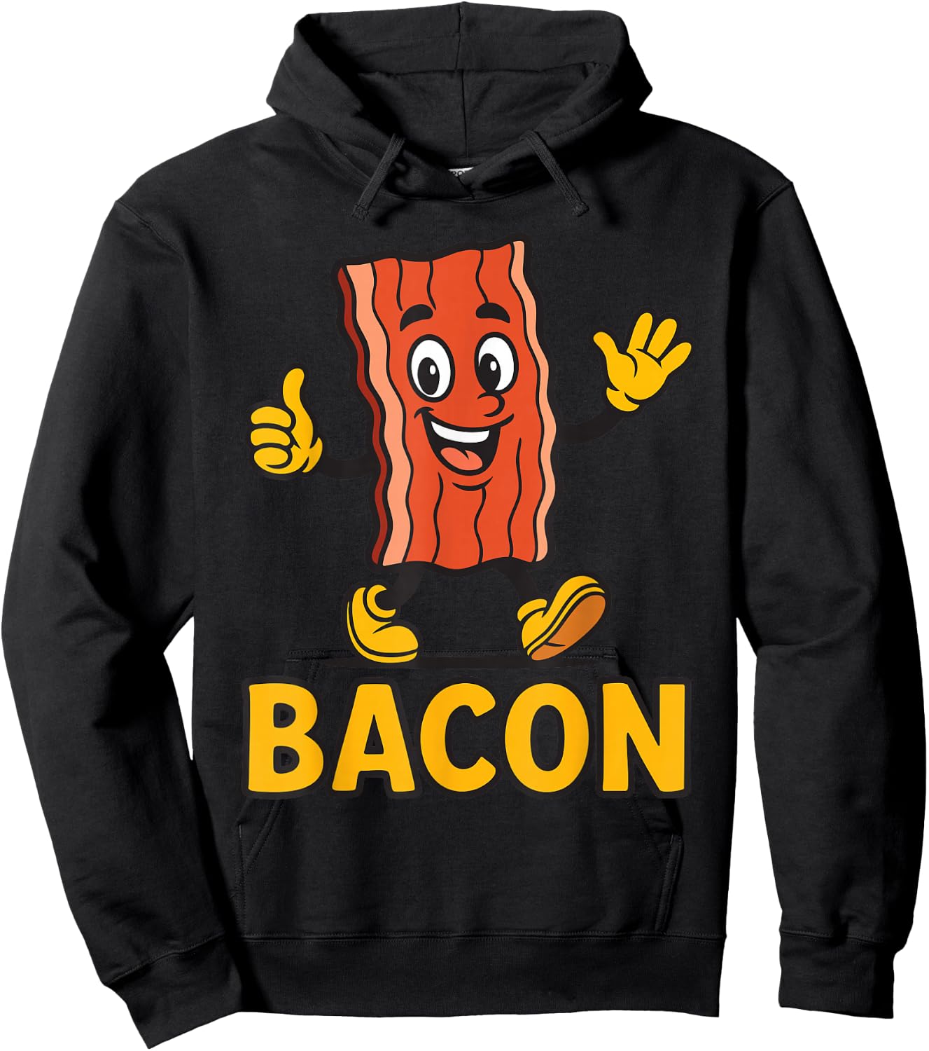 Funny Cute Bacon Mascot Breakfast Lover Morning Meal Hoodie - Hoodie | Black