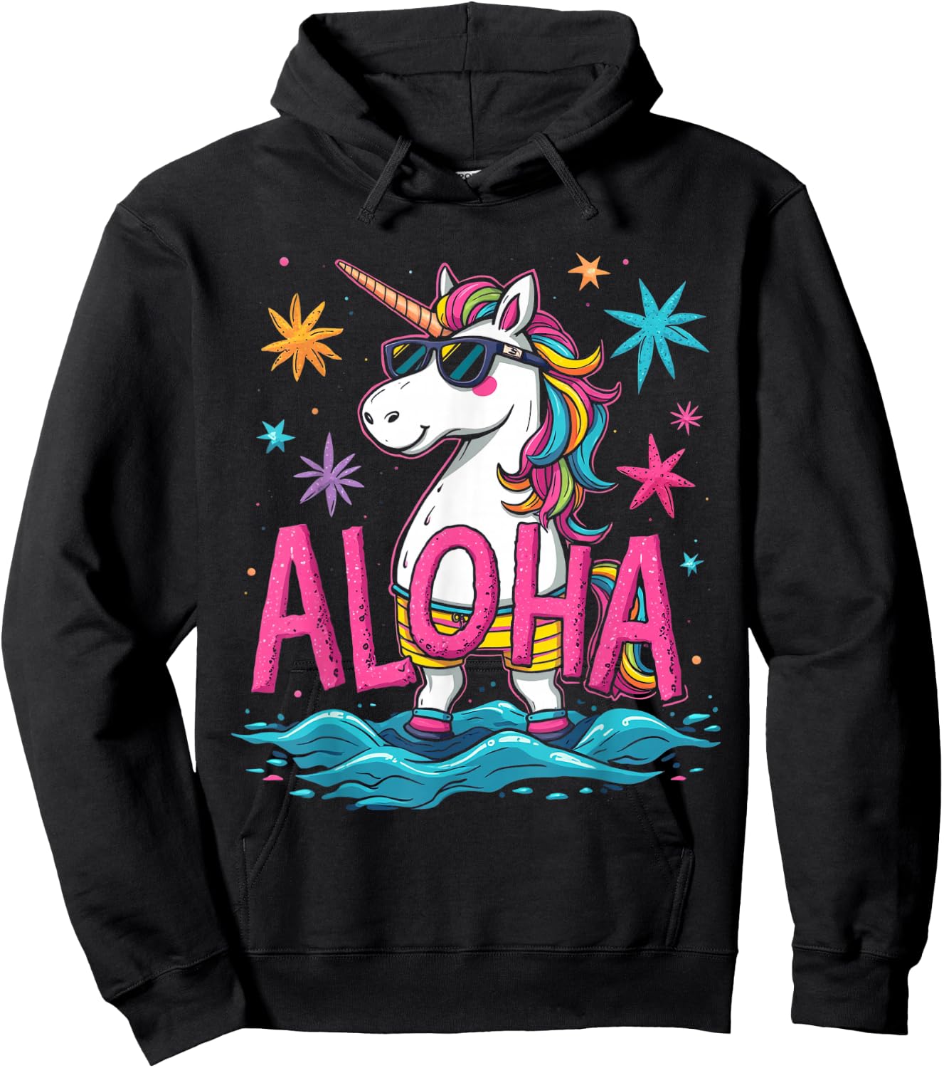 ALOHA Unicorn Hawaiian Hoodie - Hoodie | Black