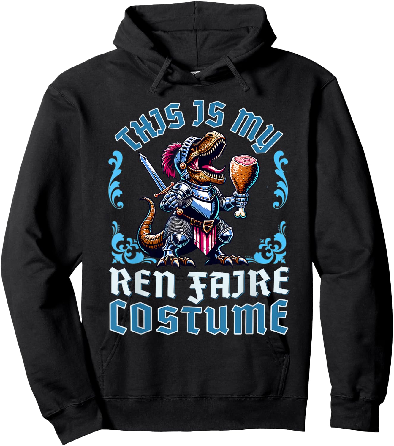 This is My Ren Faire Costume T-Rex Dinosaur Medieval Knight Hoodie - Hoodie | Black