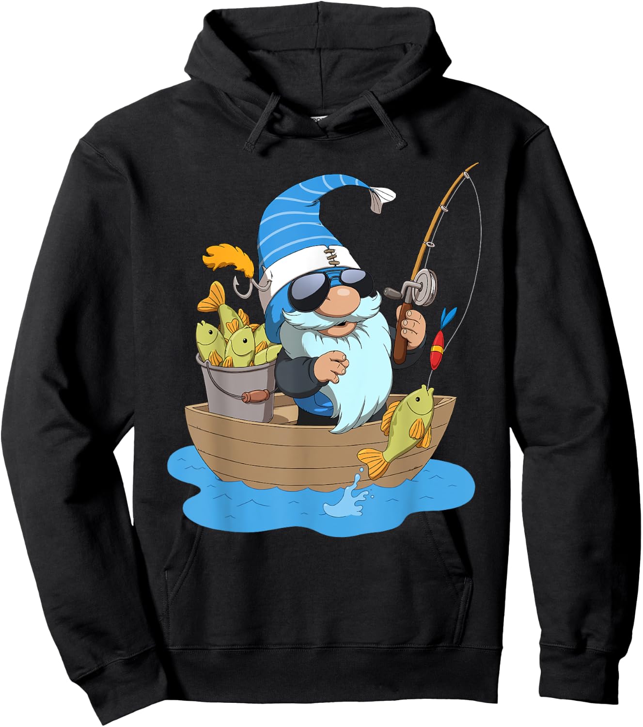 Fisherman Gnome Fishing Hoodie - Hoodie | Black