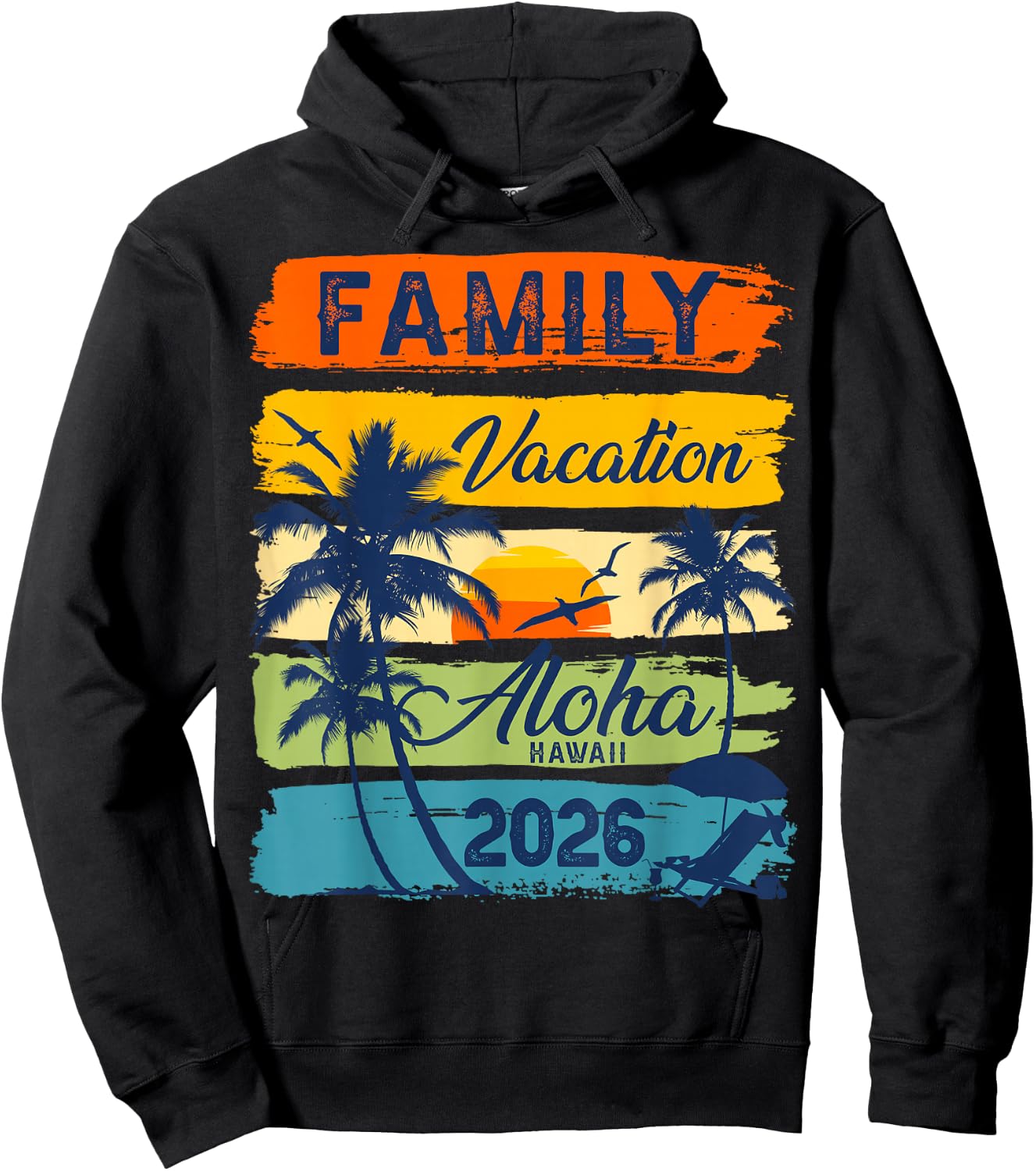 Aloha Hawaii Vacation 2026 Matching Family Trip Summer Hoodie - Hoodie | Black
