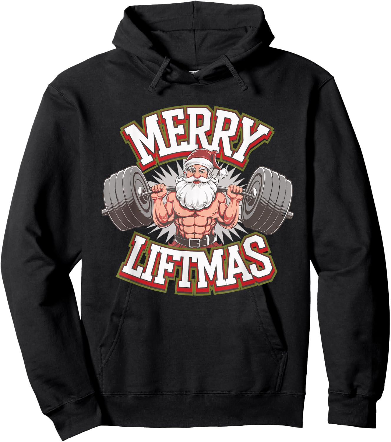 Merry Liftmas Weightlifter Fitness Hoodie - Hoodie | Black