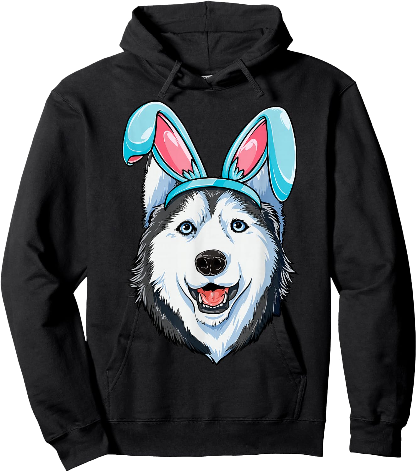 Siberian Husky Easter Bunny Ears Funny Men Women Dog Lover Hoodie - Hoodie | Black