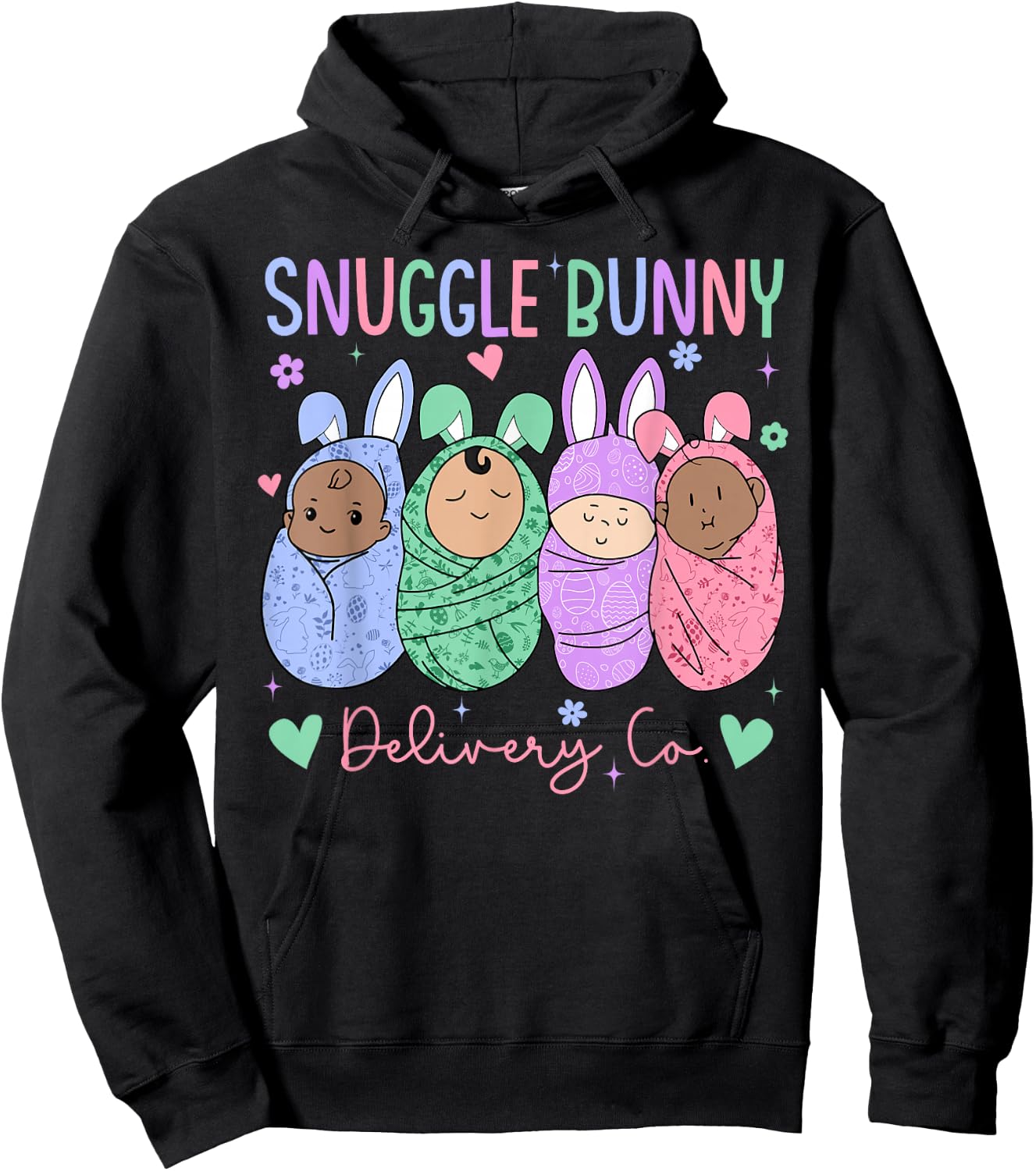 Snuggle Bunny Delivery Co Easter L&D Nurse Mother Baby Nurse Hoodie - Hoodie | Black