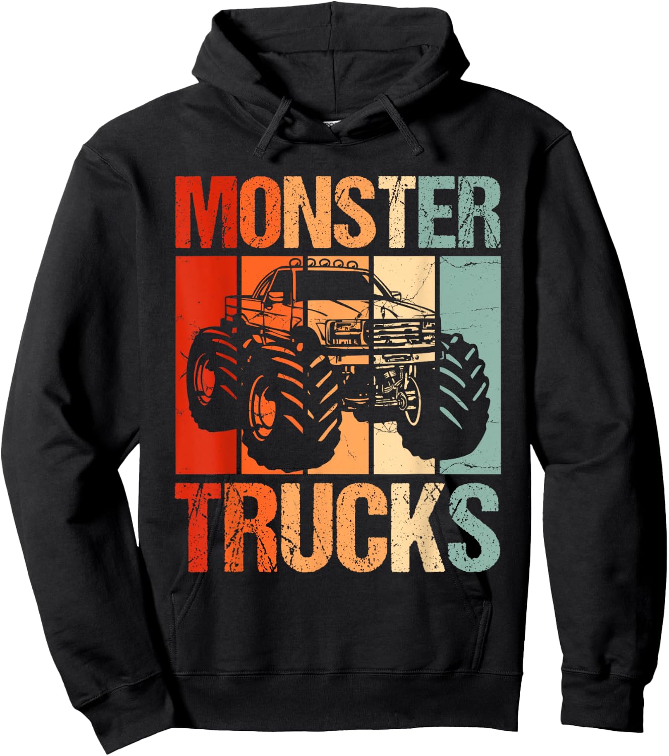 Monster Trucks Vintage Retro Monster Truck Hoodie - Hoodie | Black