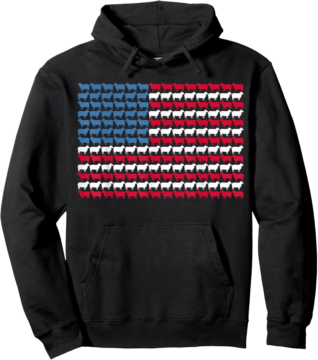 Sheep American Flag Design Sheep 4th Of July Hoodie - Hoodie | Black
