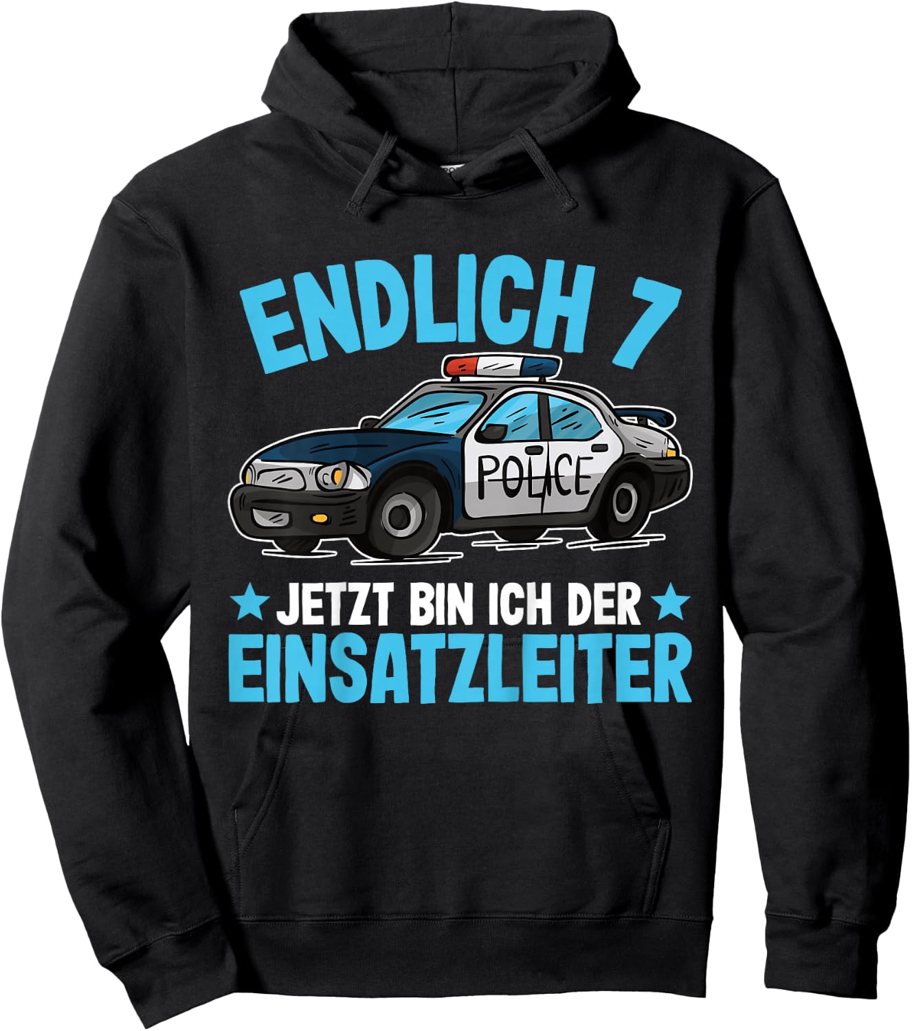Children's Police Seven Years | 7th Birthday Boy Police , black, 80 Hoodie - Hoodie | Black