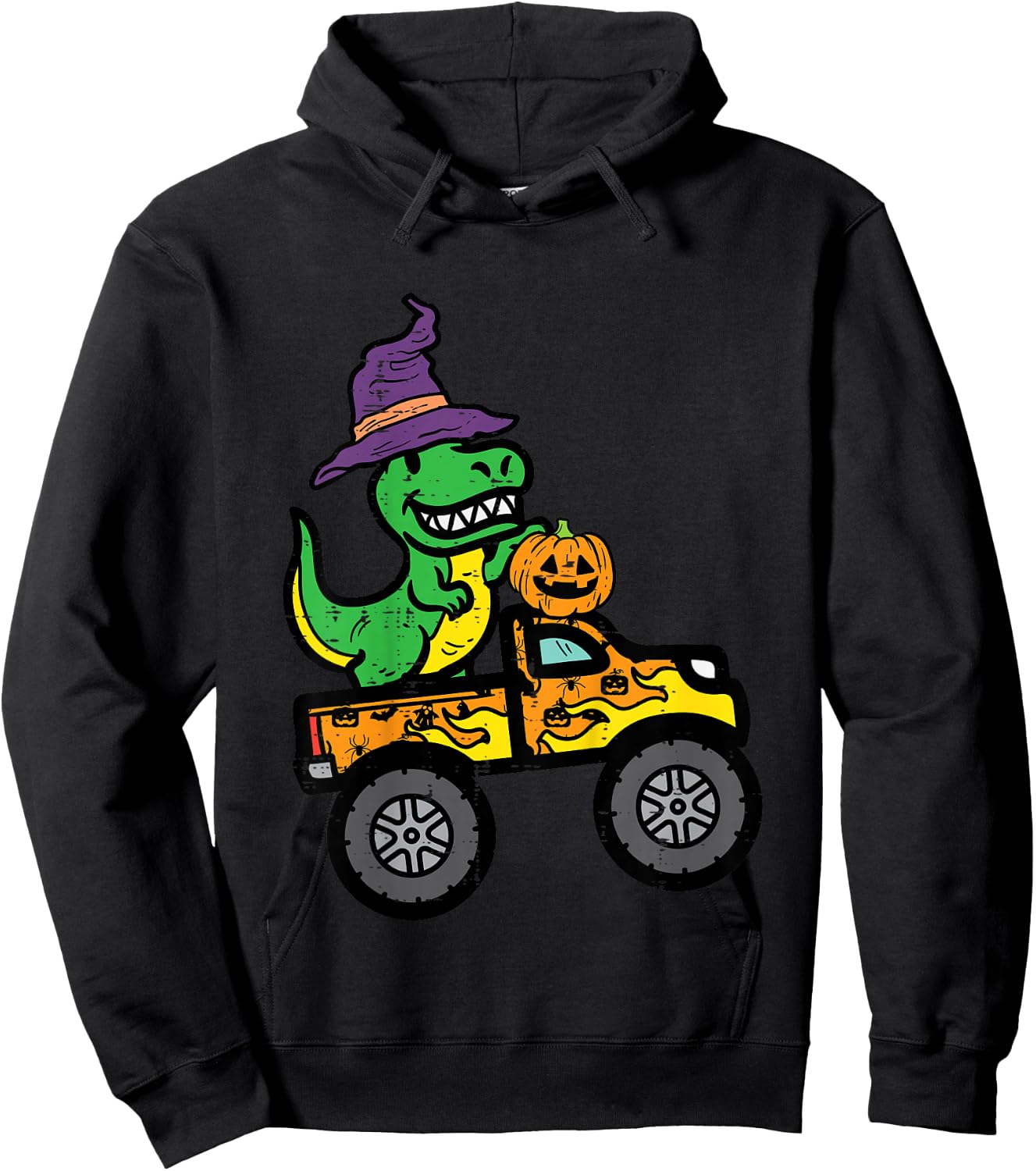Kids Halloween Trex Monster Truck Dinosaur Costume Boys Kid Youth Hoodie - Hoodie | Black