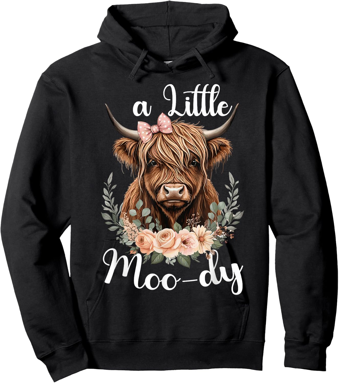 Cute Highland Cow Farm Cowgirl Scottish Cattle Hoodie - Hoodie | Black