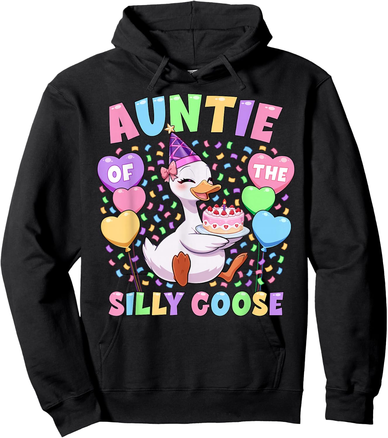 Auntie of The Silly Goose First Birthday Matching Family Hoodie - Hoodie | Black