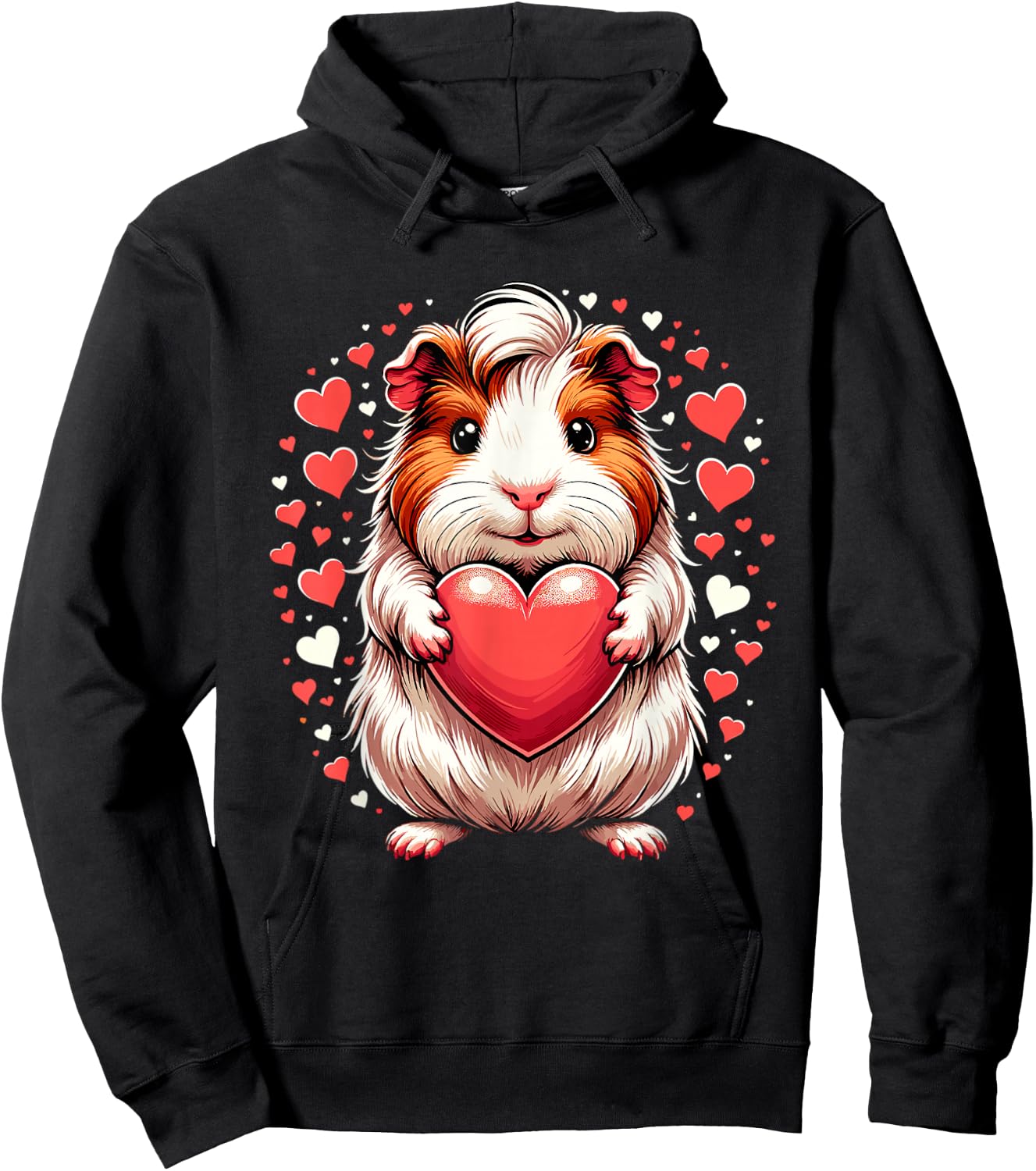 Guinea Pig Holding Heart Valentine's Day Cute Valentine Hoodie - Hoodie | Black