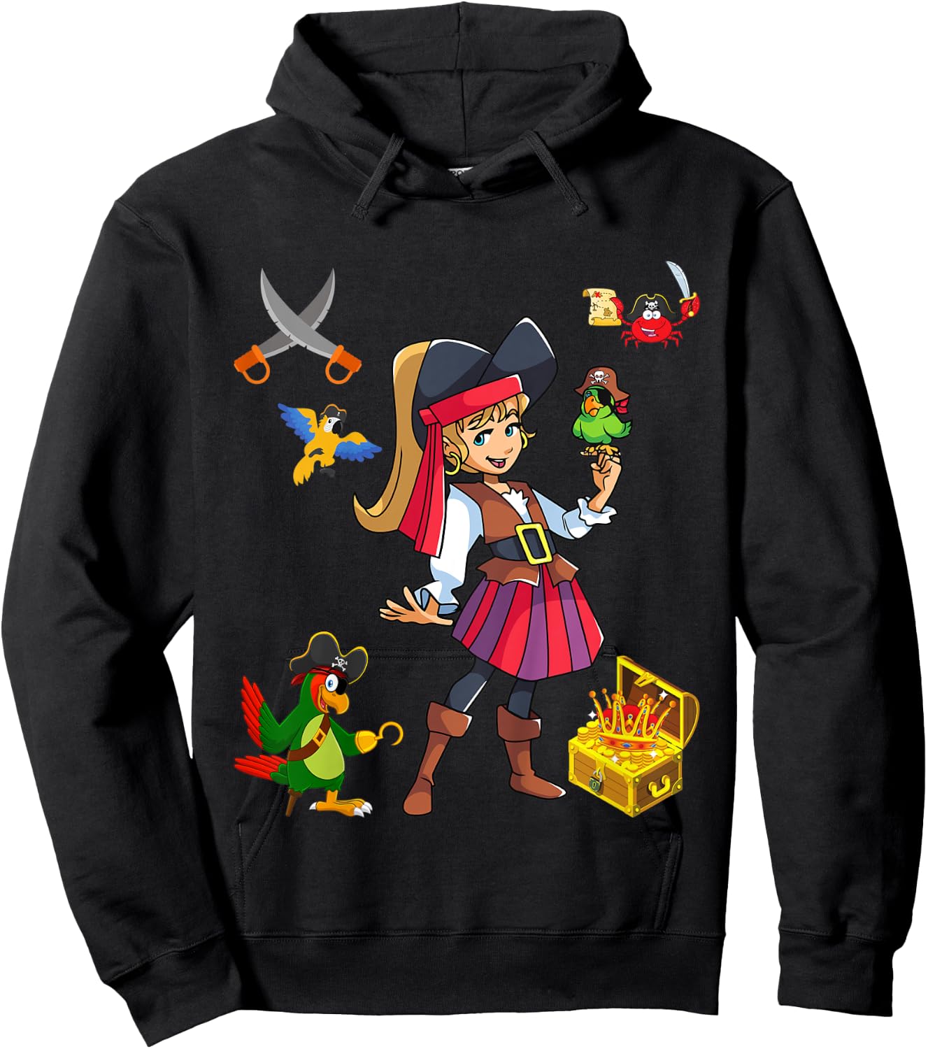 Kinder Piratenmädchen kleiner Pirat Hoodie - Hoodie | Black