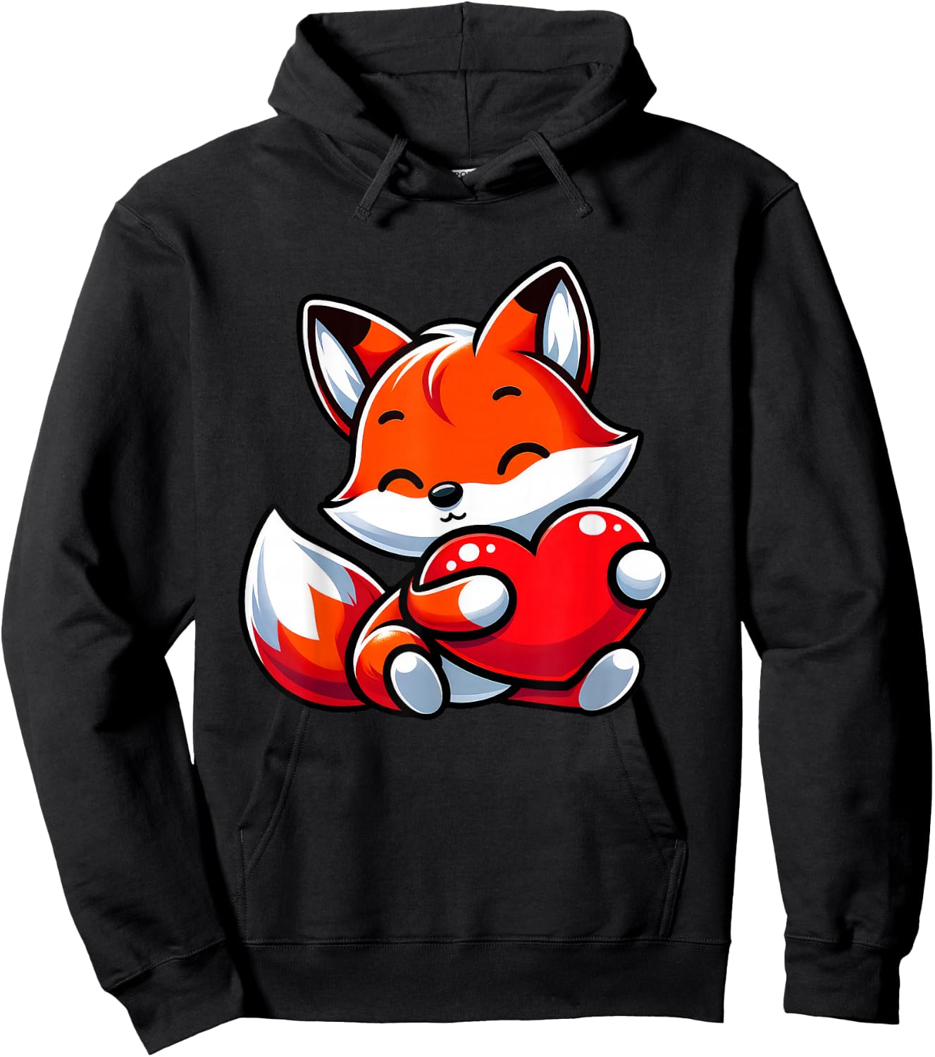 Fox Valentine's Day Design Girls Hoodie - Hoodie | Black